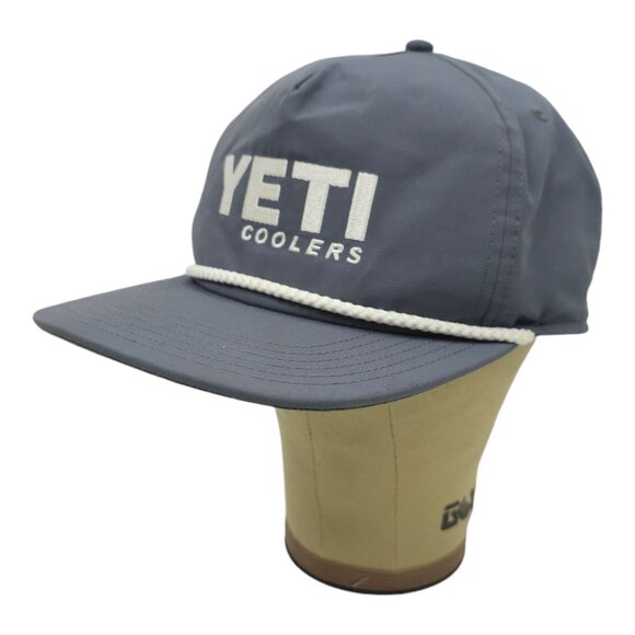 Yeti Coolers Rope Braid Embroidered Logo Gray Snapback Cap Trucker Baseball Hat - Picture 2 of 14